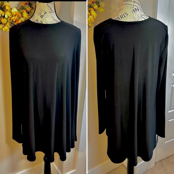 SHOW ME YOUR MUMU Scoop Neck Long Sleeve Curved Hem Tunic Top Sz L - Picture 1 of 10